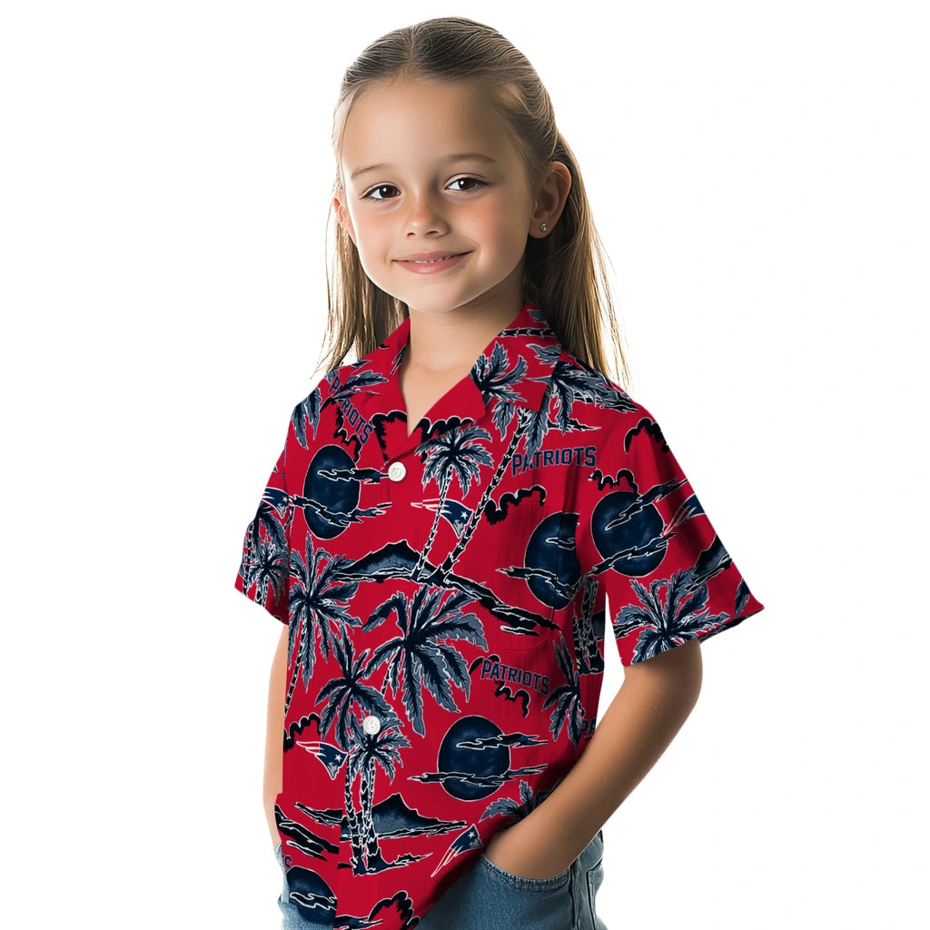 New England Patriots Hawaiian Shirt - Palm Sunset | Moonbestprint