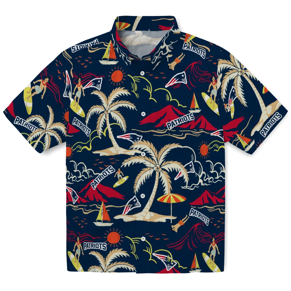 New England Patriots Hawaiian Shirt - Palm Tree Island | Moonbestprint