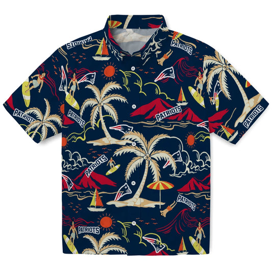 New England Patriots Hawaiian Shirt - Palm Tree Island | Moonbestprint