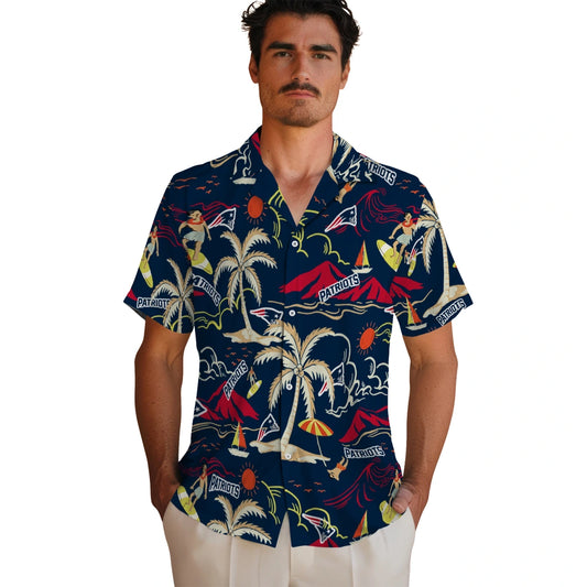 New England Patriots Hawaiian Shirt - Palm Tree Island | Moonbestprint