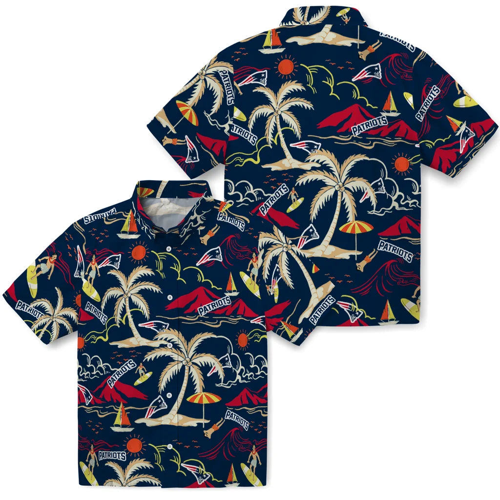 New England Patriots Hawaiian Shirt - Palm Tree Island | Moonbestprint