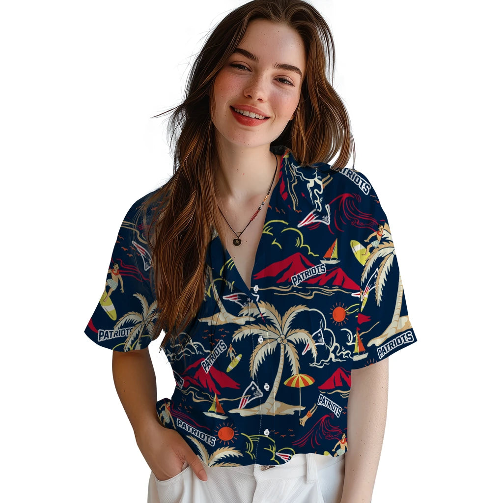 New England Patriots Hawaiian Shirt - Palm Tree Island | Moonbestprint