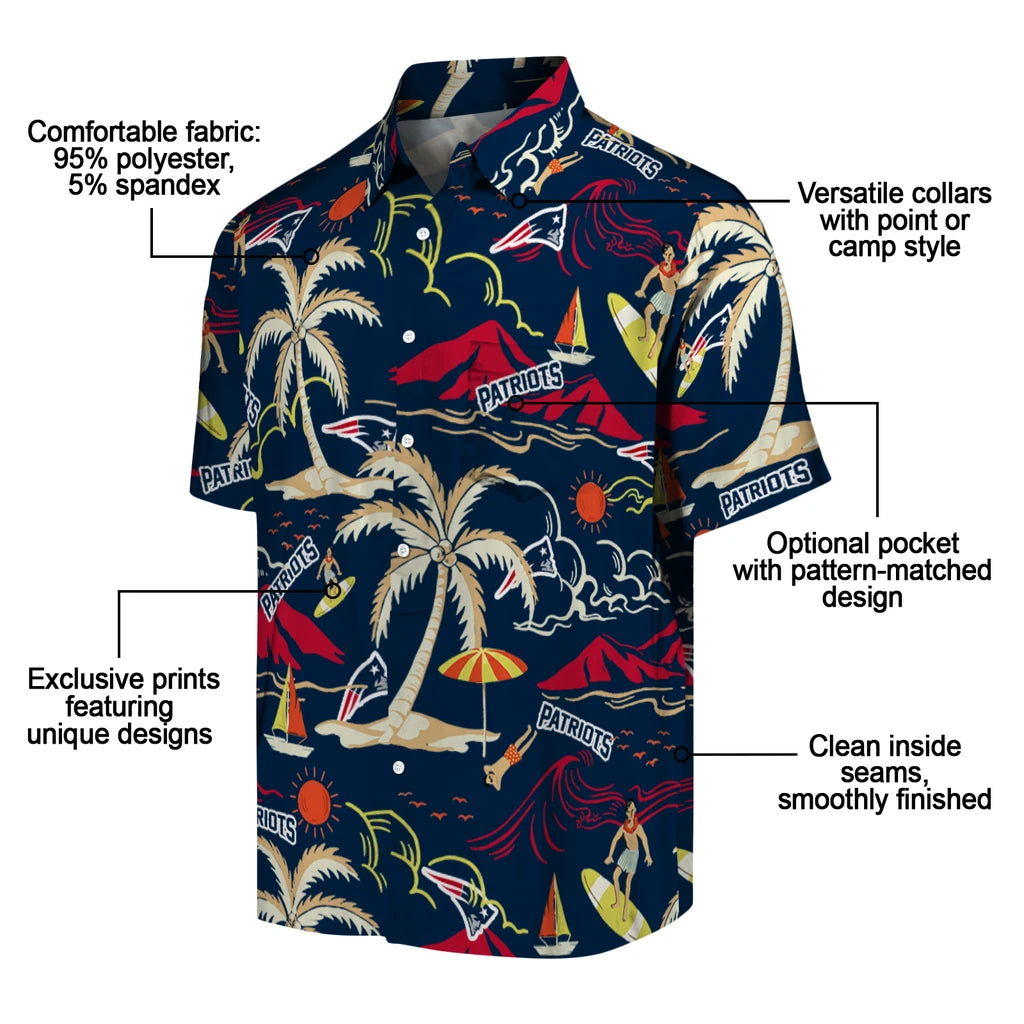 New England Patriots Hawaiian Shirt - Palm Tree Island | Moonbestprint