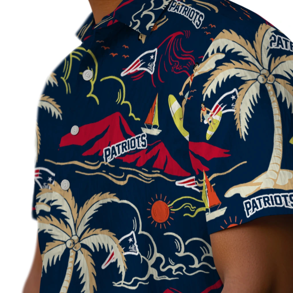 New England Patriots Hawaiian Shirt - Palm Tree Island | Moonbestprint