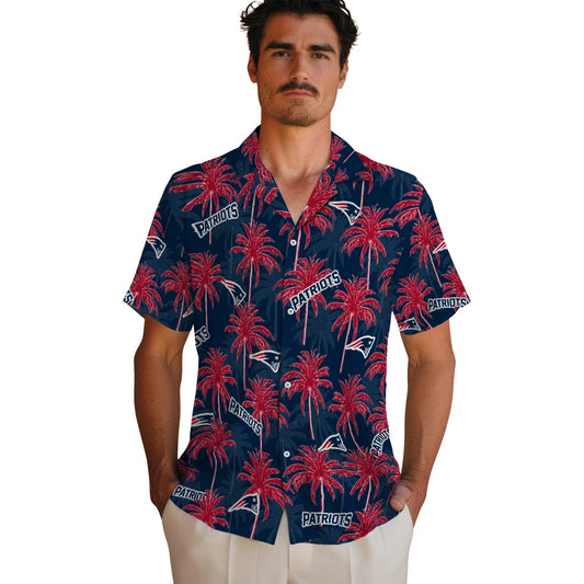 New England Patriots Hawaiian Shirt - Palm Tree Motif | Moonbestprint