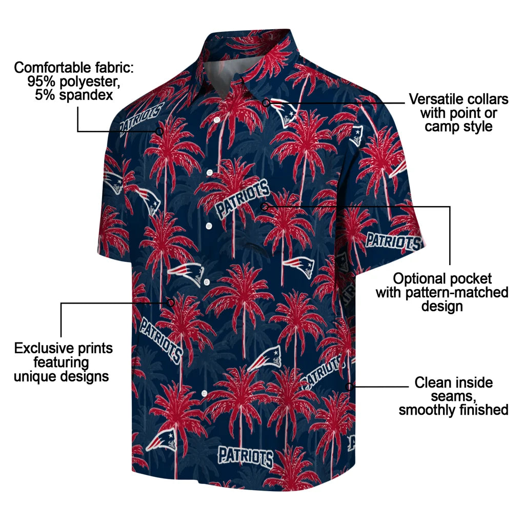New England Patriots Hawaiian Shirt - Palm Tree Motif | Moonbestprint