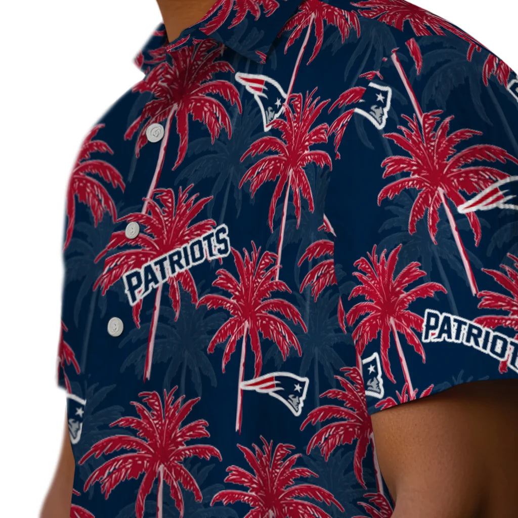 New England Patriots Hawaiian Shirt - Palm Tree Motif | Moonbestprint