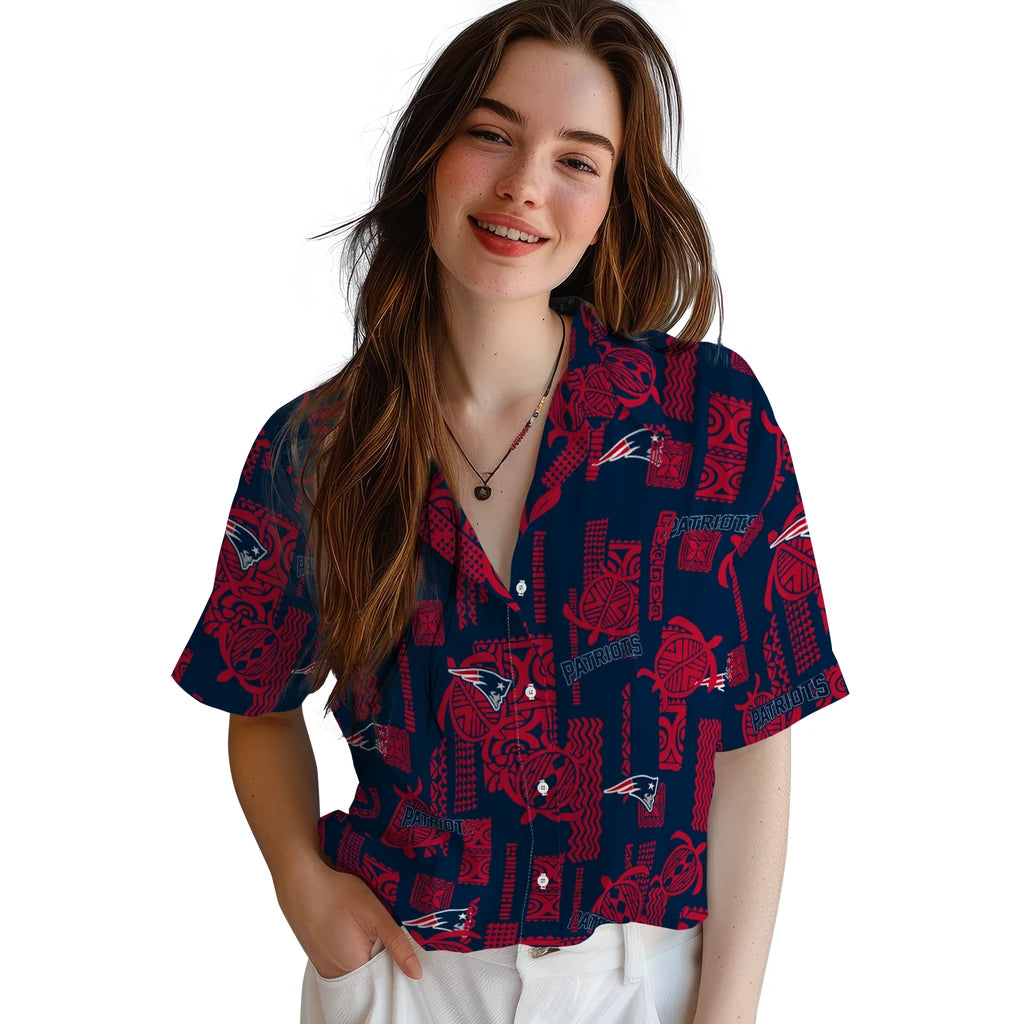 New England Patriots Hawaiian Shirt - Turtle Lines | Moonbestprint
