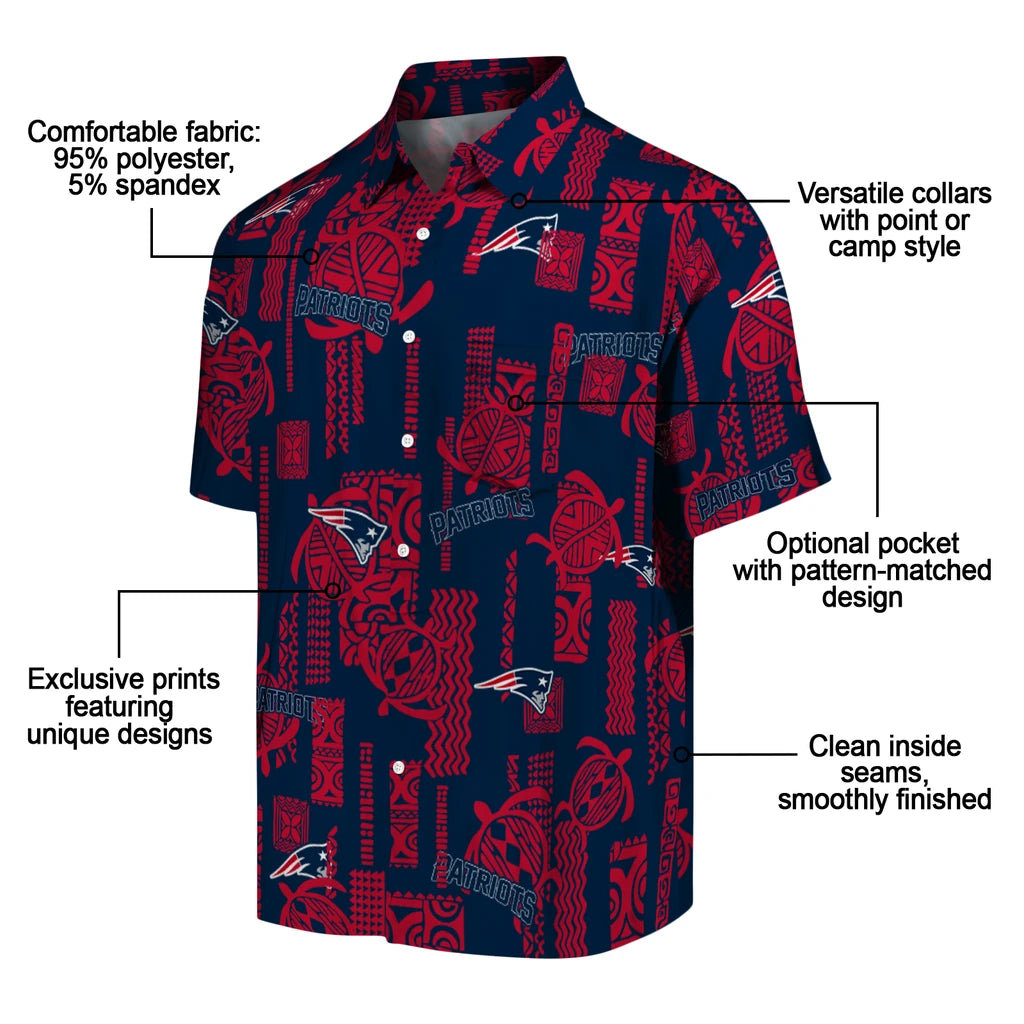 New England Patriots Hawaiian Shirt - Turtle Lines | Moonbestprint