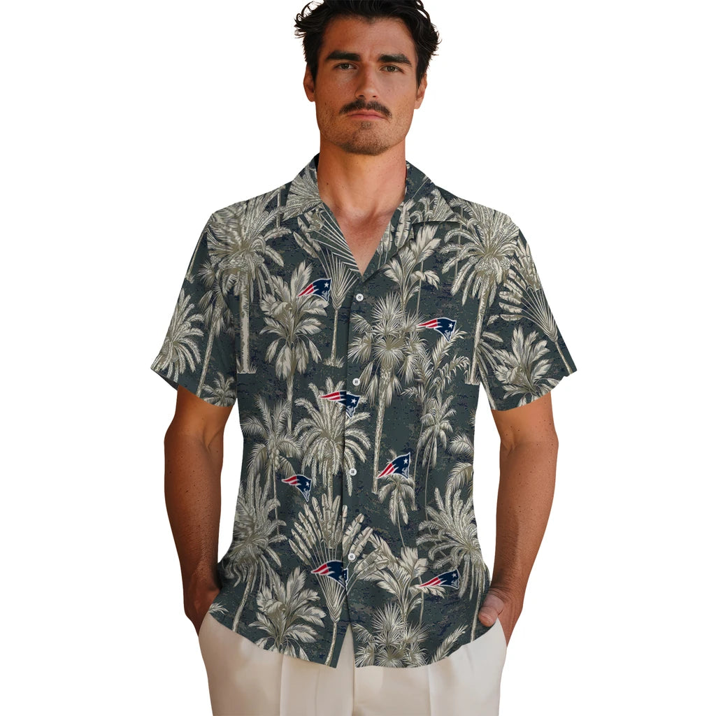 New England Patriots Hawaiian Shirt - Vintage Palm Tree | Moonbestprint