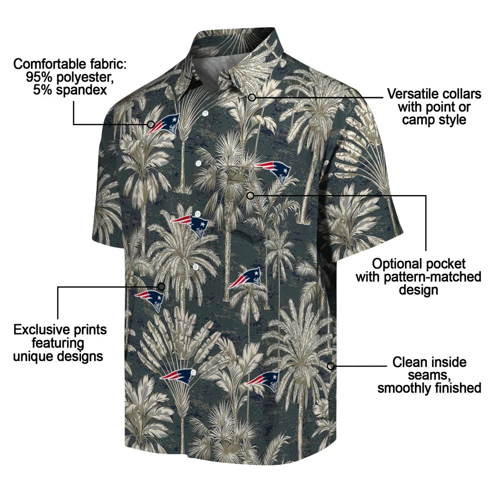 New England Patriots Hawaiian Shirt - Vintage Palm Tree | Moonbestprint