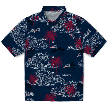 New England Patriots Hawaiian Shirt - Wave Palm | Moonbestprint