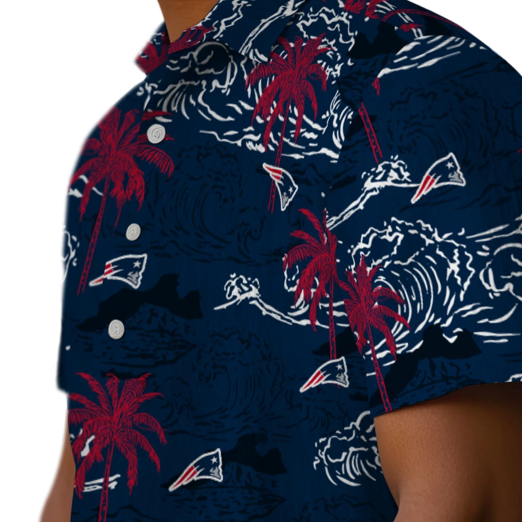 New England Patriots Hawaiian Shirt - Wave Palm | Moonbestprint