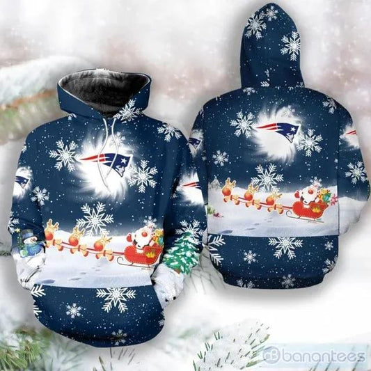 New England Patriots Santa Christmas NFL 3D All Over Print Hoodie -Moonbestprint