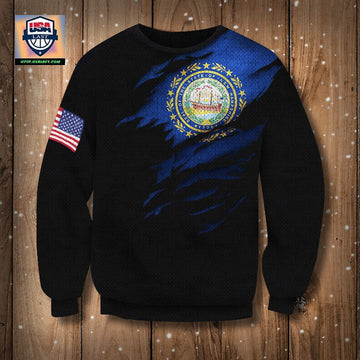 New Hampshire American Flag Logo Sweater Us State Flag New Hampshire Gift Unisex Clothing ? Usalast