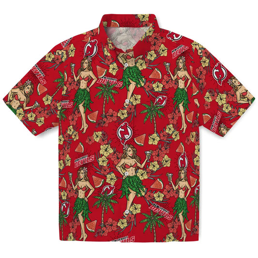 New Jersey Devils Hawaiian Shirt - Hawaiian Girls Design | Moonbestprint