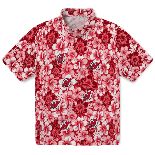 New Jersey Devils Hawaiian Shirt - Hibiscus Blooms | Moonbestprint