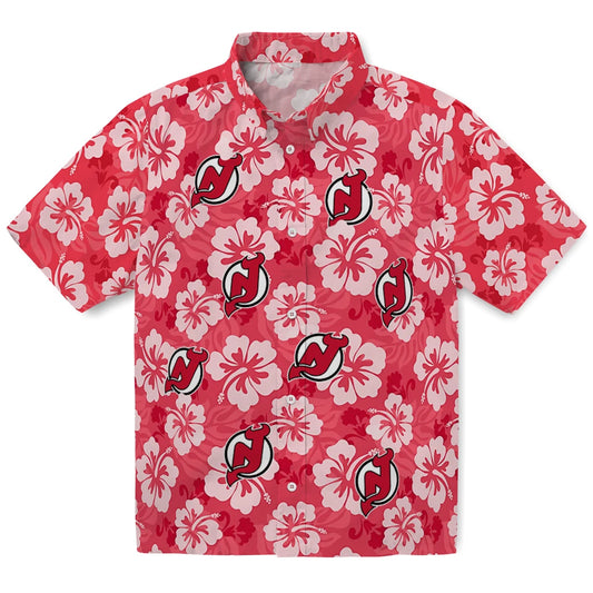 New Jersey Devils Hawaiian Shirt - Hibiscus Cluster | Moonbestprint