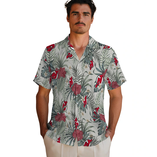 New Jersey Devils Hawaiian Shirt - Hibiscus Designs | Moonbestprint