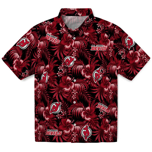 New Jersey Devils Hawaiian Shirt - Hibiscus Exotic | Moonbestprint