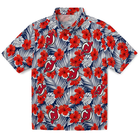 New Jersey Devils Hawaiian Shirt - Hibiscus Fiesta | Moonbestprint