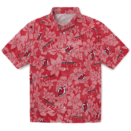 New Jersey Devils Hawaiian Shirt - Hibiscus Oasis | Moonbestprint