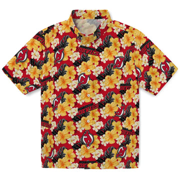 New Jersey Devils Hawaiian Shirt - Hibiscus Tropics | Moonbestprint