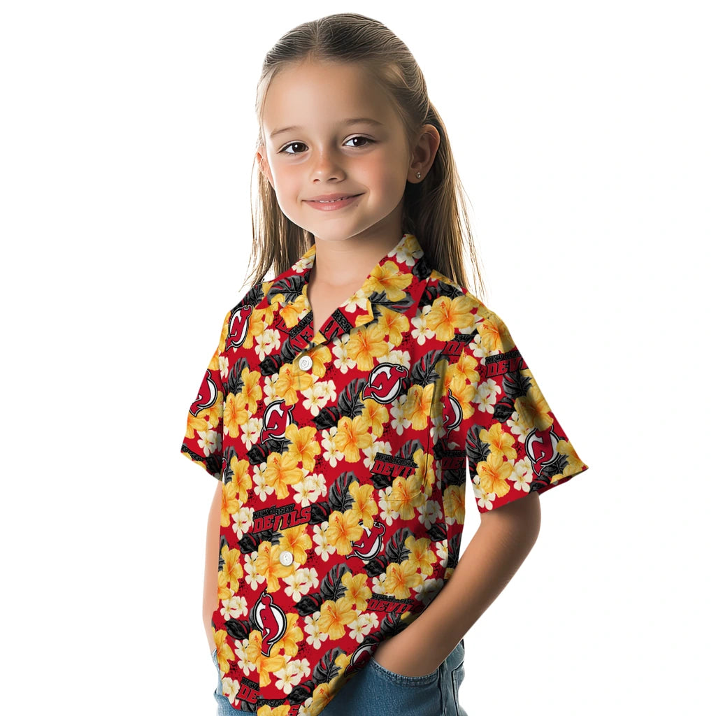 New Jersey Devils Hawaiian Shirt - Hibiscus Tropics | Moonbestprint