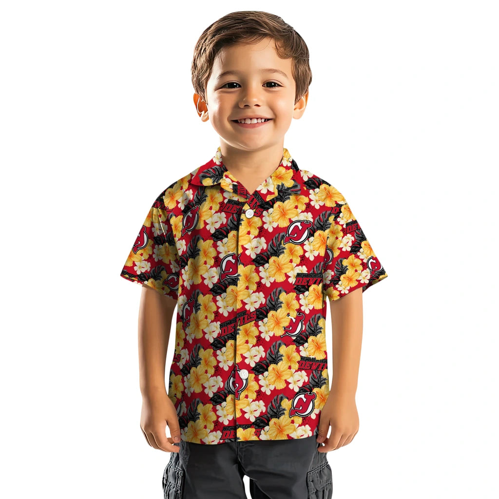 New Jersey Devils Hawaiian Shirt - Hibiscus Tropics | Moonbestprint