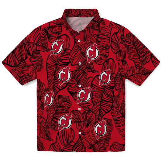 New Jersey Devils Hawaiian Shirt - Leaf Outline | Moonbestprint