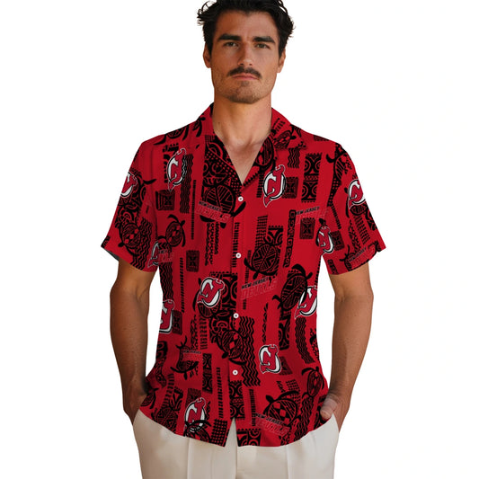New Jersey Devils Hawaiian Shirt - Turtle Lines | Moonbestprint