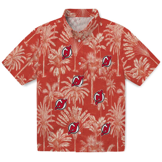 New Jersey Devils Hawaiian Shirt - Vintage Palm Tree | Moonbestprint