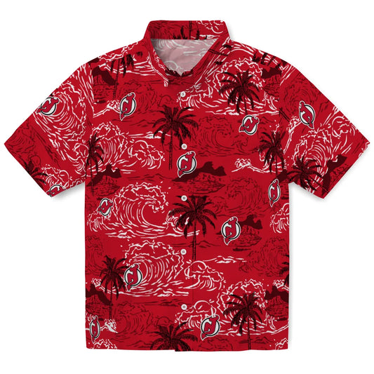 New Jersey Devils Hawaiian Shirt - Wave Palm | Moonbestprint