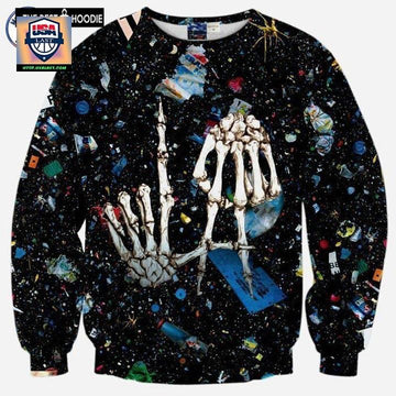 New Mens Fashion Sweater 3D Printed Space Debris Skull Hands Hoodies Casual Autumn Tops Asia S-Xl Sh4587 ? Usalast