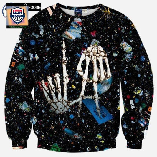 New Mens Fashion Sweater 3D Printed Space Debris Skull Hands Hoodies Casual Autumn Tops Asia S-Xl Sh4587 ? Usalast