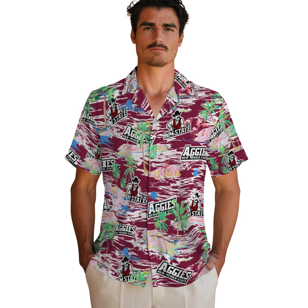 New Mexico State Aggies Flamingo Retreat 2026 Hawaiian Shirt – Moonbestprint