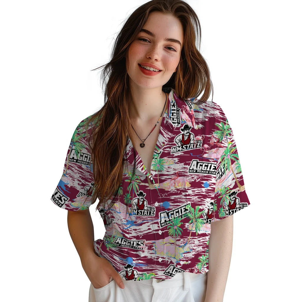New Mexico State Aggies Flamingo Retreat 2026 Hawaiian Shirt – Moonbestprint