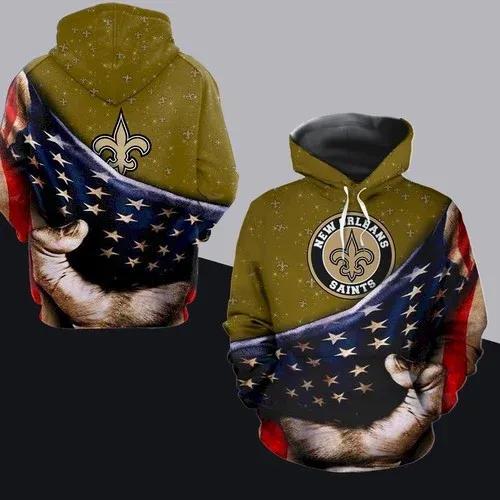 New Orleans Saints American Flag Anniversary NFL 3D All Over Print Hoodie -Moonbestprint