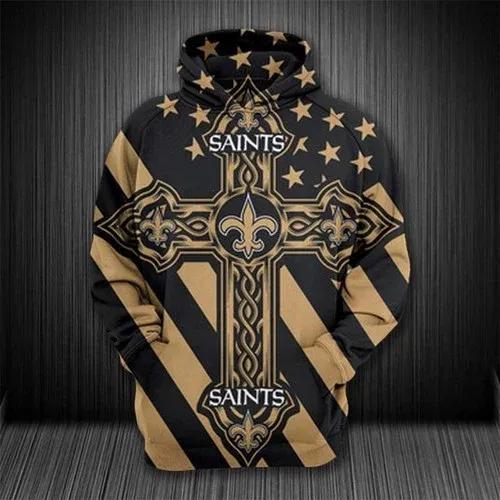 New Orleans Saints Celtic Cross NFL 3D All Over Print Hoodie -Moonbestprint