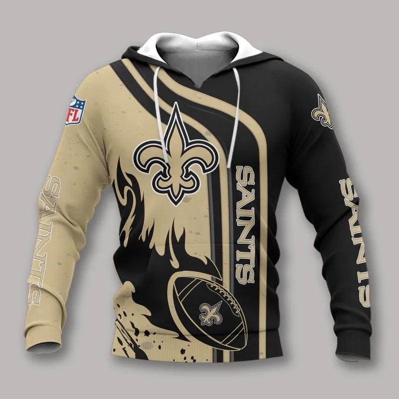 New Orleans Saints Fire Ball NFL 3D All Over Print Hoodie -Moonbestprint