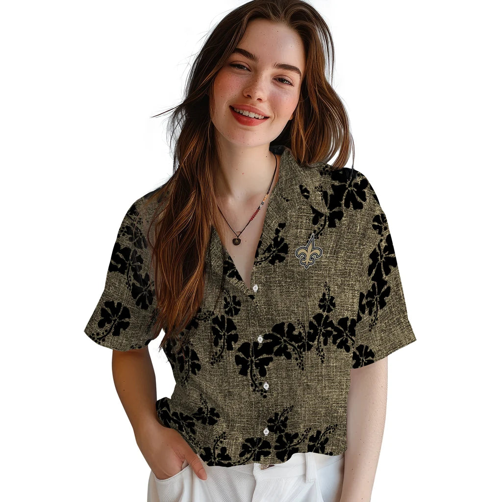 New Orleans Saints Hawaiian Shirt - 50th State Flower | Moonbestprint