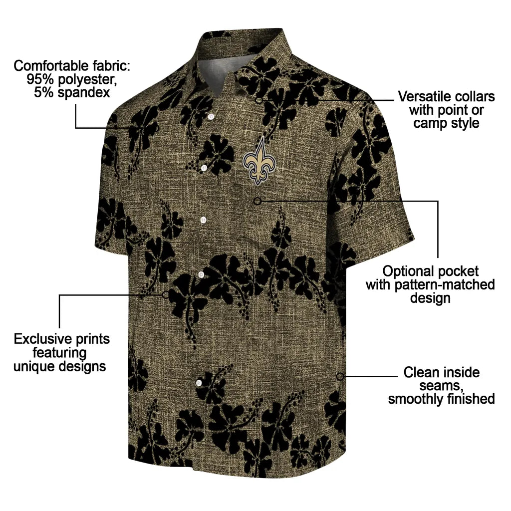 New Orleans Saints Hawaiian Shirt - 50th State Flower | Moonbestprint