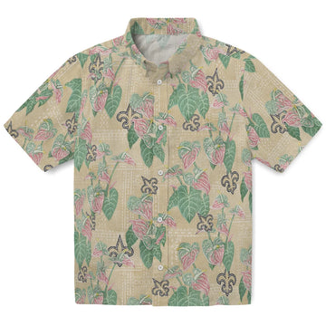 New Orleans Saints Hawaiian Shirt - Anthurium Overlay | Moonbestprint