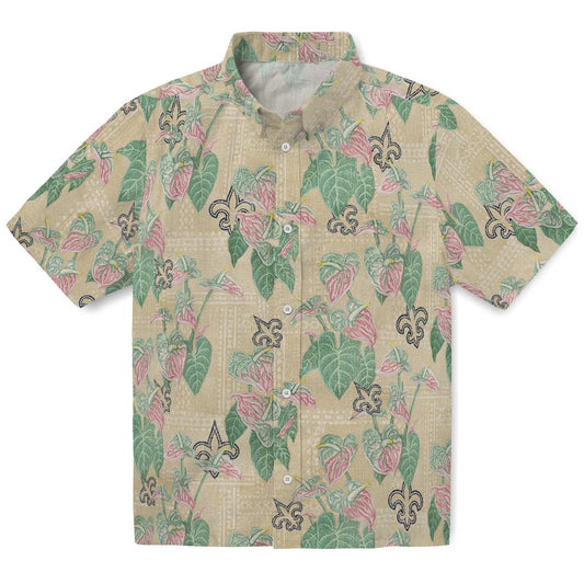 New Orleans Saints Hawaiian Shirt - Anthurium Overlay | Moonbestprint