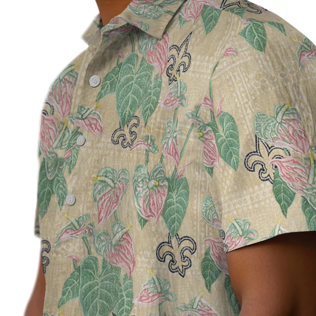 New Orleans Saints Hawaiian Shirt - Anthurium Overlay | Moonbestprint