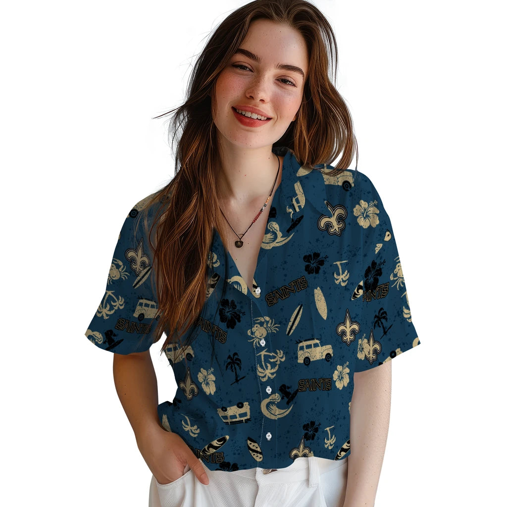 New Orleans Saints Hawaiian Shirt - Beach Vibe | Moonbestprint