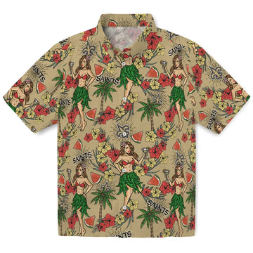 New Orleans Saints Hawaiian Shirt - Hawaiian Girls Design | Moonbestprint