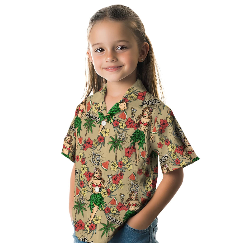New Orleans Saints Hawaiian Shirt - Hawaiian Girls Design | Moonbestprint