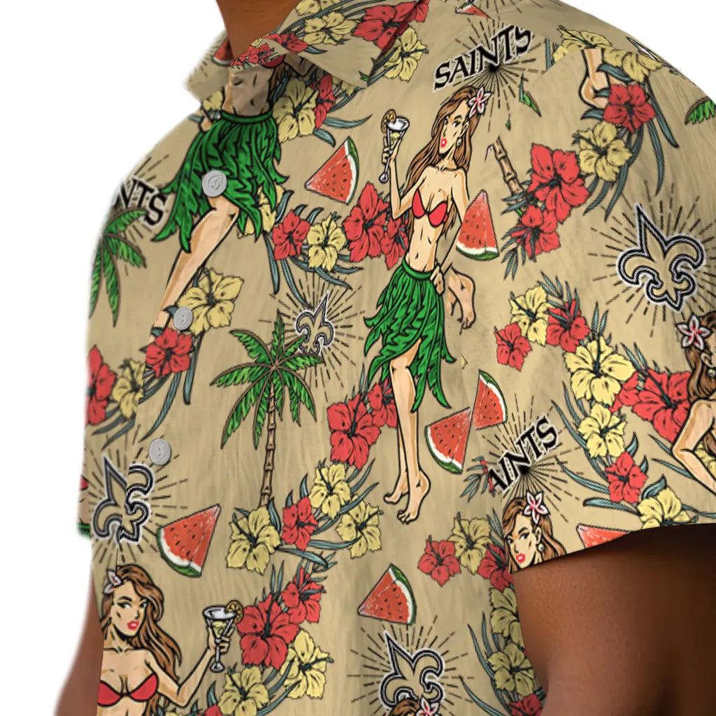 New Orleans Saints Hawaiian Shirt - Hawaiian Girls Design | Moonbestprint