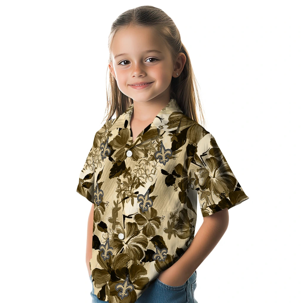 New Orleans Saints Hawaiian Shirt - Hibiscus Arrangement | Moonbestprint